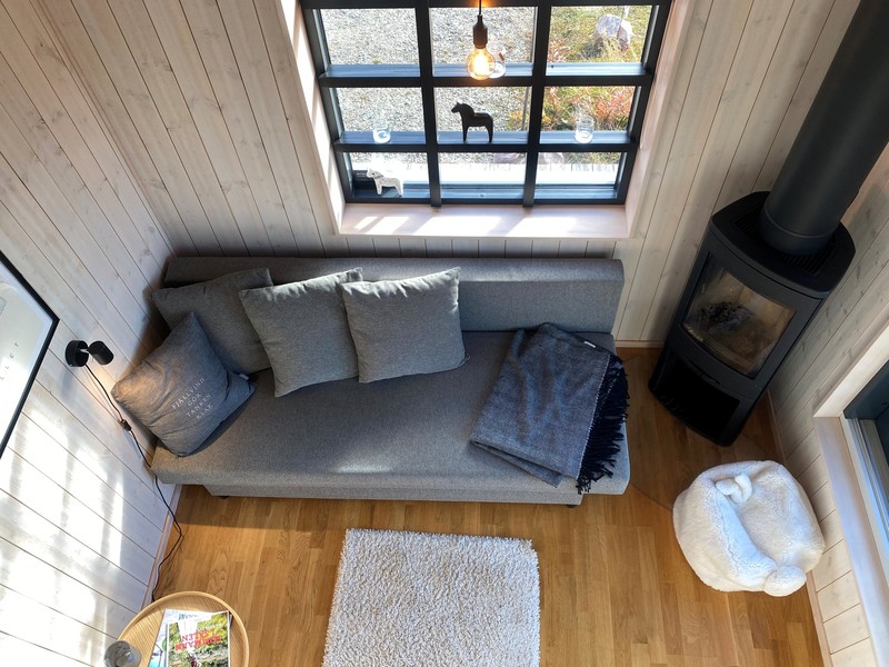 vardagsrum sett från loft